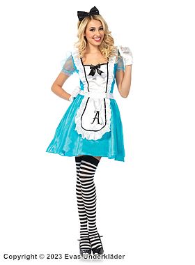 Alice im Wunderland, Kostüm-Kleid, Schleife, Schürze, Puffärmel